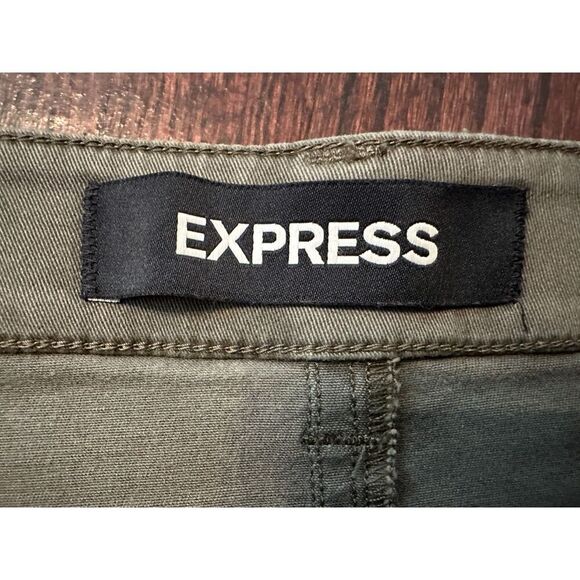 Express Straight Mini Mid Rise Olive Green Cargo Skirt Size 6 - Picture 6 of 10
